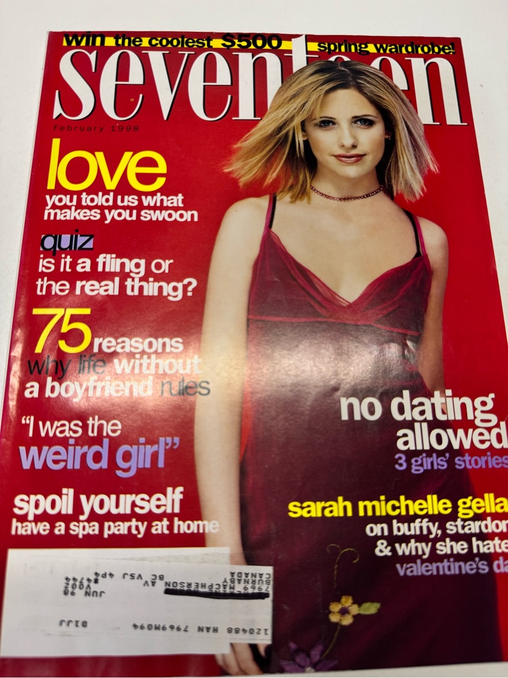 Seventeen 17 Teen Magazine February 1998 Sarah Michelle Gellar